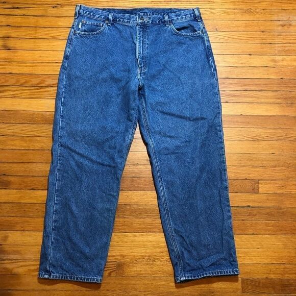 Vintage CARHARTT Mens Jeans Size 42 x 30 Relaxed Fit Flanel Lined - Picture 1 of 4